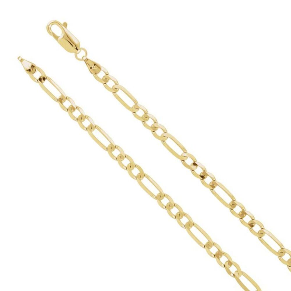 14K Yellow Gold 4mm Solid Figaro Chain Necklace, 24 Inch